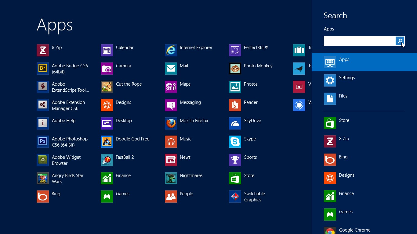 Search windows 8