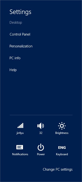 Settings windows 8