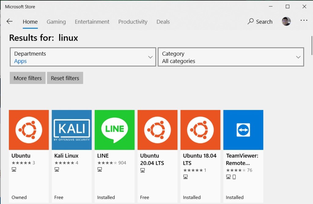 เลือก Linux บน Microsoft Store