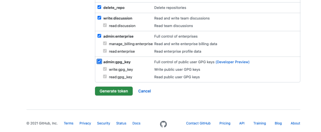 สร้าง token ใหม่ github